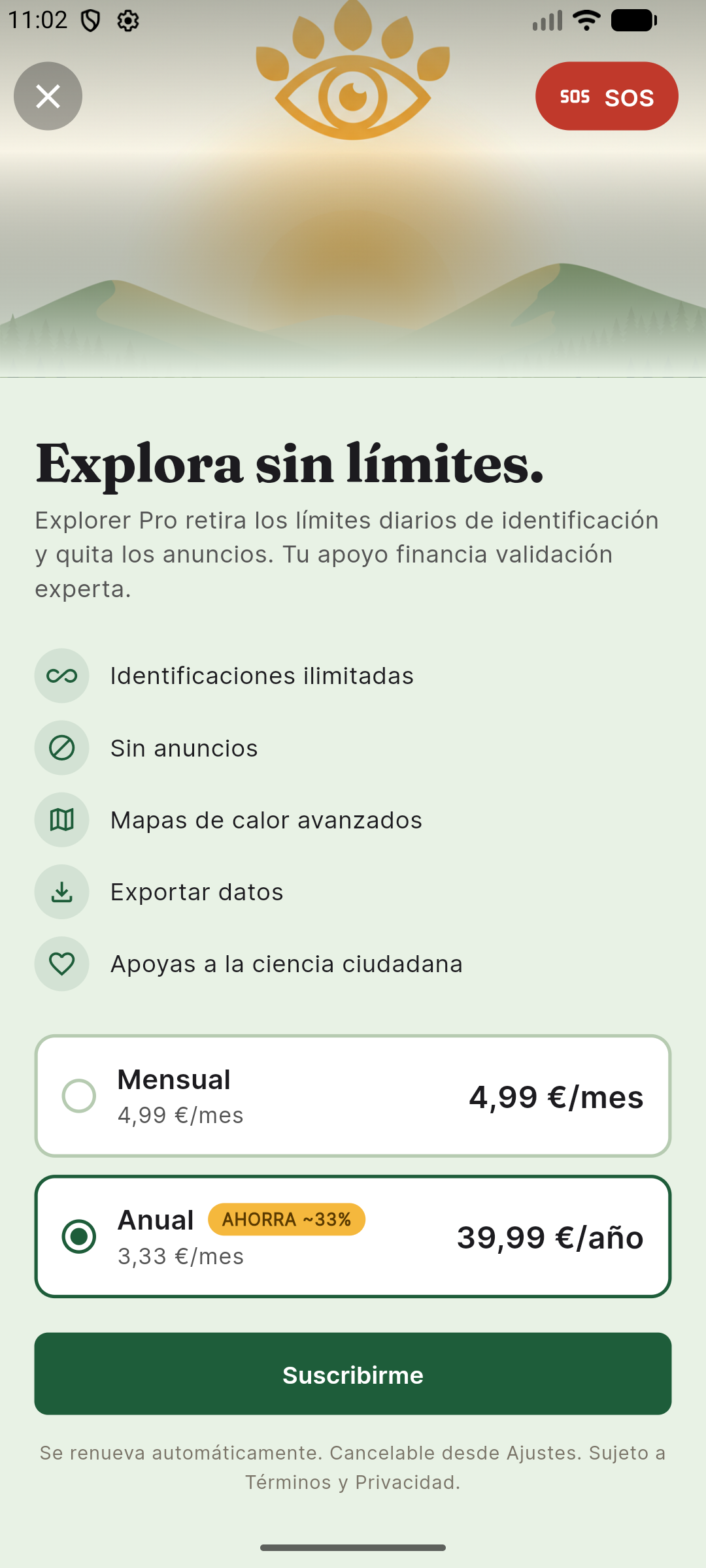 Explorer Pro de WildVisor: identificaciones ilimitadas y sin anuncios
